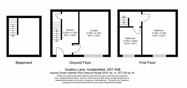 Floor Plan Image for 1 Bedroom Terraced House for Sale in Swallow Lane, Golcar, Huddersfield