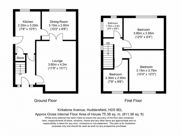 Floor Plan Image for 3 Bedroom Semi-Detached House for Sale in Kirkston Avenue, Dalton, Huddersfield