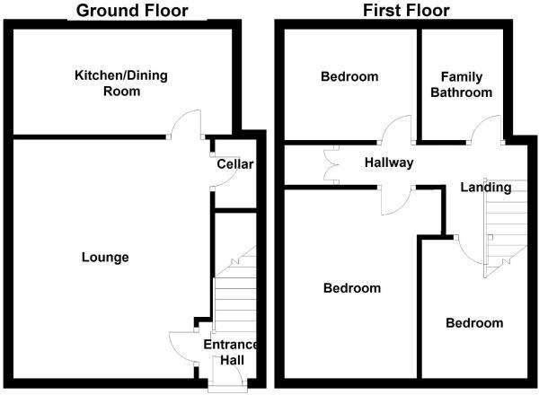 Floor Plan Image for 3 Bedroom Terraced House for Sale in Barlbrough Place, Huddersfield