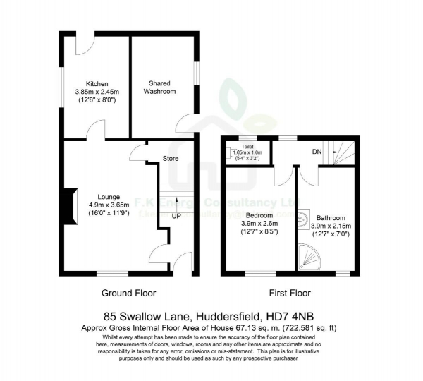 Floor Plan Image for 2 Bedroom Detached House for Sale in Swallow Lane, Golcar, Huddersfield