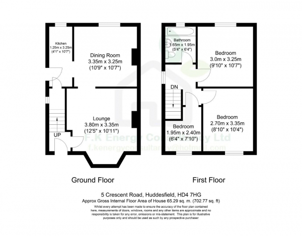 Floor Plan for 3 Bedroom Property for Sale in Crescent Road, Netherton, Huddersfield, HD4, 7HG - Guide Price &pound150,000