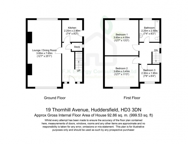 Floor Plan Image for 3 Bedroom Semi-Detached House for Sale in Thornhill Avenue, Lindley, Huddersfield