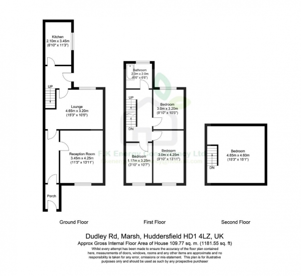 Floor Plan Image for 3 Bedroom Terraced House for Sale in Dudley Road,  Marsh, Huddersfield