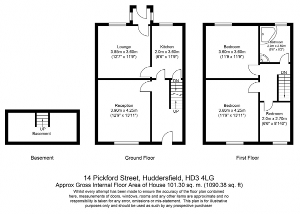 Floor Plan Image for 3 Bedroom Terraced House for Sale in Pickford Street, Huddersfield