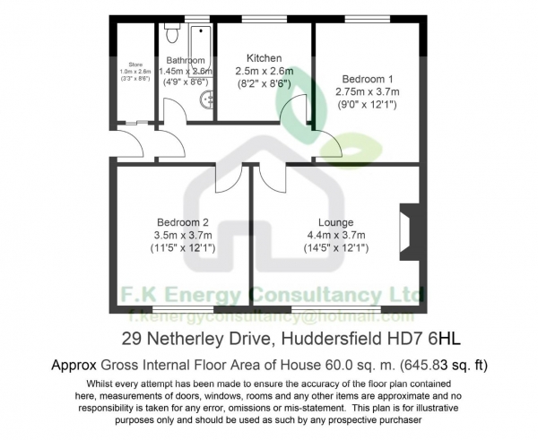 Floor Plan Image for 2 Bedroom Flat for Sale in Netherley Drive, Marsden, Huddersfield