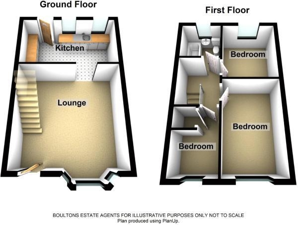 Floor Plan Image for 3 Bedroom Town House for Sale in Golcar, Stones Lane, Huddersfield