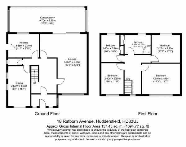 Floor Plan Image for 4 Bedroom Detached House for Sale in Rafborn Avenue, Salendine Nook, Huddersfield