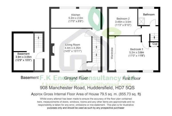 Floor Plan Image for 2 Bedroom Terraced House for Sale in Manchester Road, Linthwaite, Huddersfield