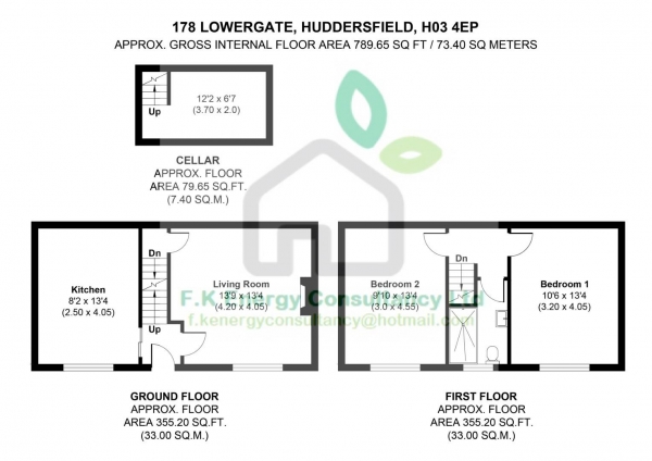 Floor Plan Image for 2 Bedroom Terraced House for Sale in Lowergate, Huddersfield