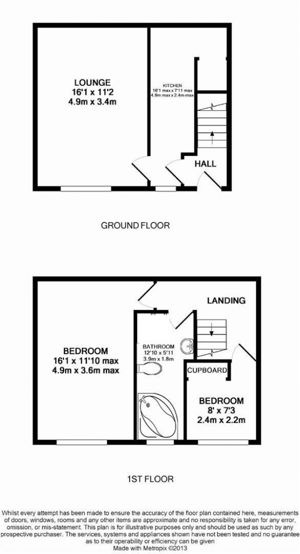 Floor Plan Image for 2 Bedroom Terraced House to Rent in Crosland Hill Road, Huddersfield