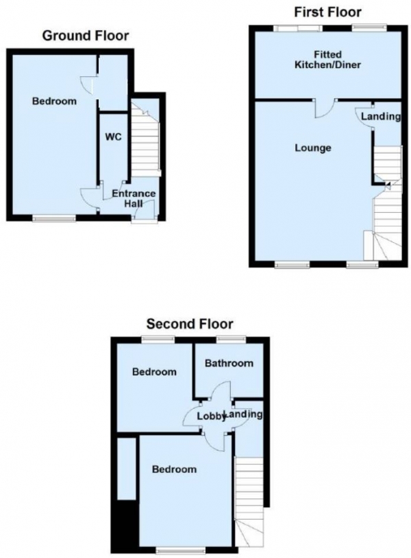 Floor Plan Image for 3 Bedroom Town House to Rent in Martin Bank Wood, Almondbury, Huddersfield