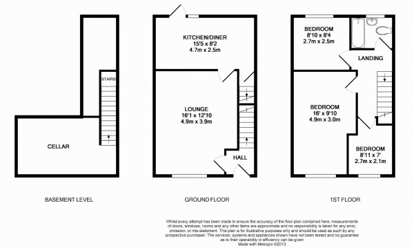 Floor Plan Image for 3 Bedroom Terraced House for Sale in Cliffe End Road, Longwood, Huddersfield