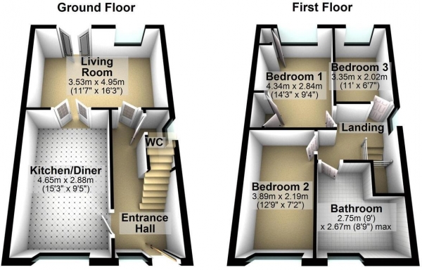 Floor Plan Image for 3 Bedroom Detached House for Sale in High Street, Scapegoat Hill, Huddersfield