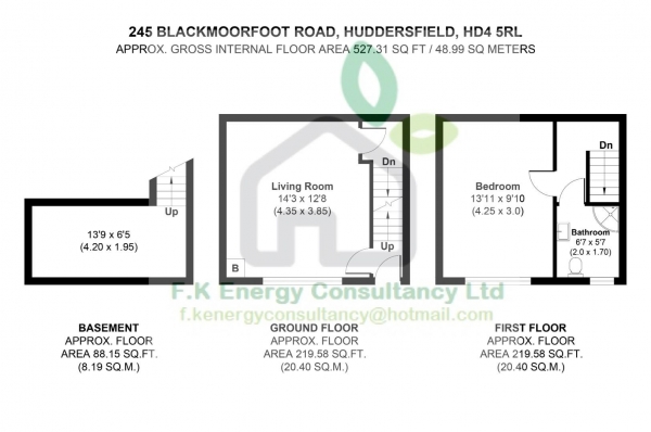 Floor Plan Image for 1 Bedroom End of Terrace House to Rent in Blackmoorfoot Road, Huddersfield