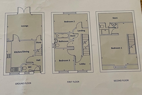 Floor Plan Image for 3 Bedroom Terraced House to Rent in Acre Lane, Brighouse