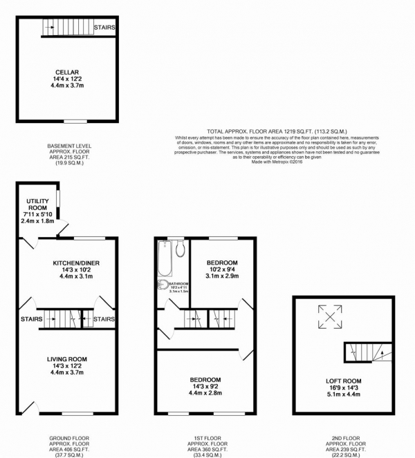 Floor Plan Image for 2 Bedroom Terraced House to Rent in Lipscomb Street, Milnsbridge, Huddersfield