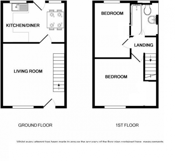 Floor Plan Image for 2 Bedroom Terraced House for Sale in Kinder Avenue, Cowlersley, Huddersfield