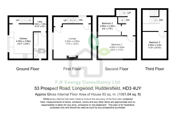 Floor Plan Image for 2 Bedroom Terraced House for Sale in Prospect Road, Longwood, Huddersfield