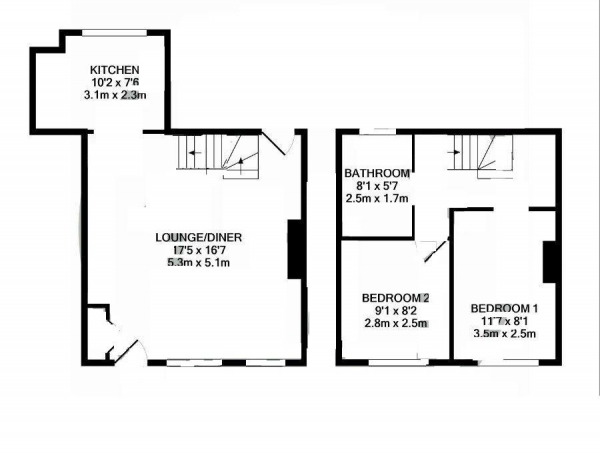 Floor Plan Image for 2 Bedroom Terraced House for Sale in Upper Clough, Linthwaite, Huddersfield