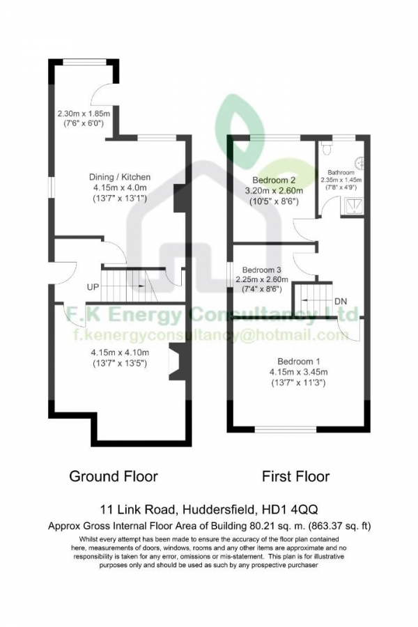 Floor Plan Image for 3 Bedroom Semi-Detached House for Sale in Link Road, Marsh, Huddersfield