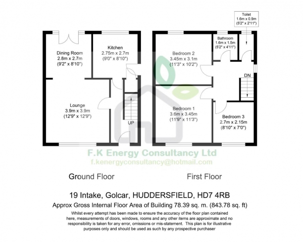 Floor Plan Image for 3 Bedroom Semi-Detached House for Sale in Intake, Golcar, Huddersfield