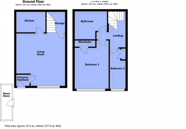 Floor Plan Image for 2 Bedroom Terraced House to Rent in Handel Street, Golcar, Huddersfield