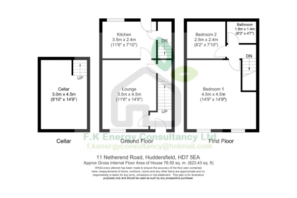 Floor Plan Image for 2 Bedroom Terraced House to Rent in Netherend Road, Slaithwaite, Huddersfield