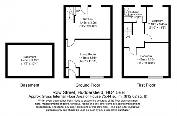 Floor Plan Image for 2 Bedroom Terraced House for Sale in Row Street, Huddersfield