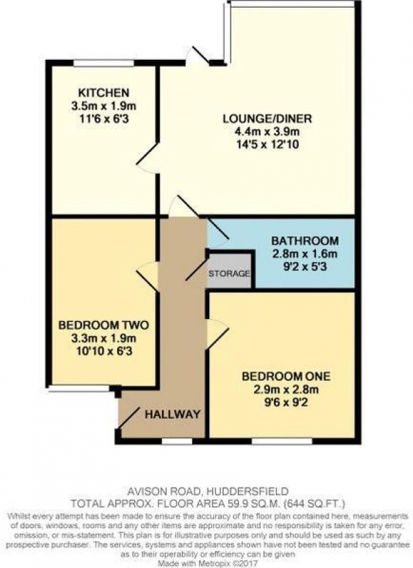 Floor Plan Image for 2 Bedroom Semi-Detached Bungalow for Sale in Avison Road, Huddersfield