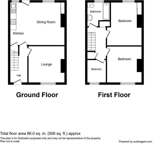 Floor Plan Image for 3 Bedroom Terraced House for Sale in Union Street, Slaithwaite, Huddersfield