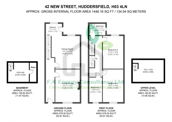 Floor Plan Image for 3 Bedroom Terraced House for Sale in New Street, Milnsbridge, Huddersfield