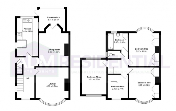 Floor Plan Image for 4 Bedroom Semi-Detached House for Sale in Kennedy Avenue, Huddersfield