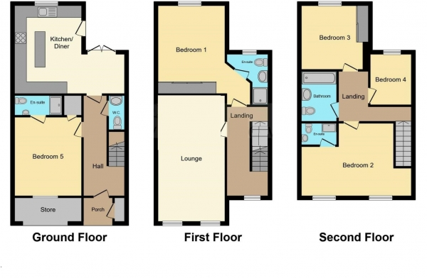 Floor Plan for 5 Bedroom End of Terrace House for Sale in Dale View, Longwood, Huddersfield, HD3, 4QX - OIRO &pound229,950