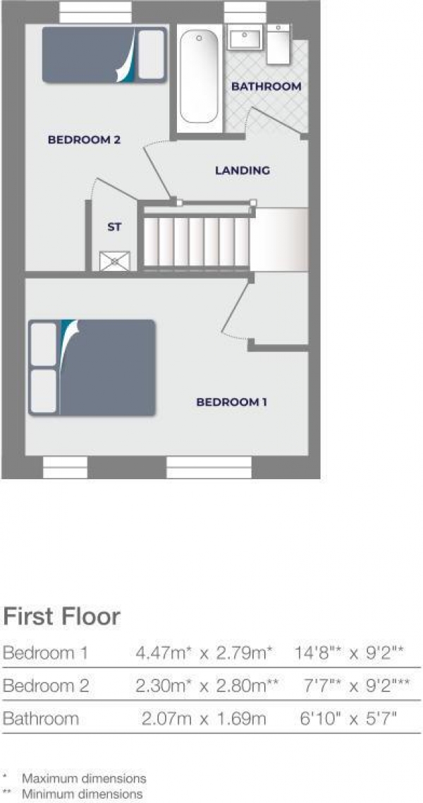 Floor Plan Image for 2 Bedroom Semi-Detached House for Sale in Sandpiper Court, Huddersfield