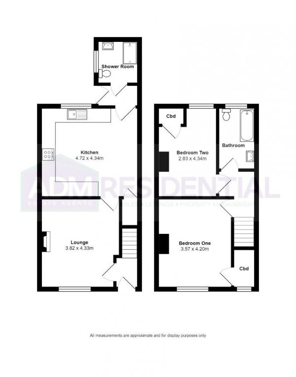 Floor Plan for 2 Bedroom Semi-Detached House for Sale in Denby Dale Road West, Calder Grove, Wakefield, WF4, 3AA -  &pound185,000