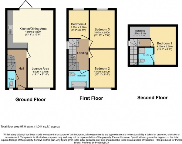 Floor Plan Image for 4 Bedroom Town House for Sale in Orchard Street West, Longwood, Huddersfield