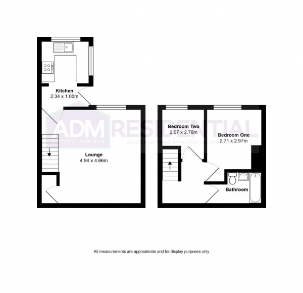 Floor Plan Image for 2 Bedroom End of Terrace House for Sale in Crosland Hill Road, Huddersfield