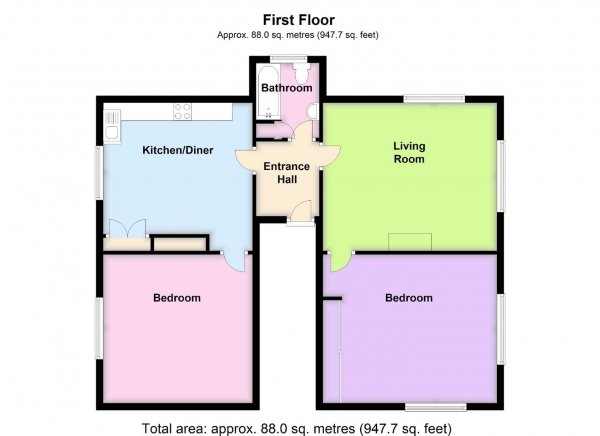 Floor Plan Image for 2 Bedroom Flat for Sale in New Road, Bengeo