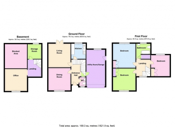 Floor Plan for 3 Bedroom Semi-Detached House for Sale in Trinity Grove, BENGEO, SG14, 3HB - POA