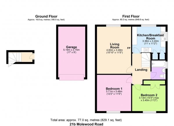 Floor Plan Image for 2 Bedroom Maisonette for Sale in Molewood Road, Hertford
