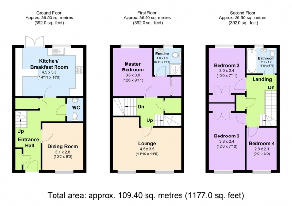 Floor Plan Image for 4 Bedroom End of Terrace House for Sale in Sanville Gardens, Stanstead Abbotts