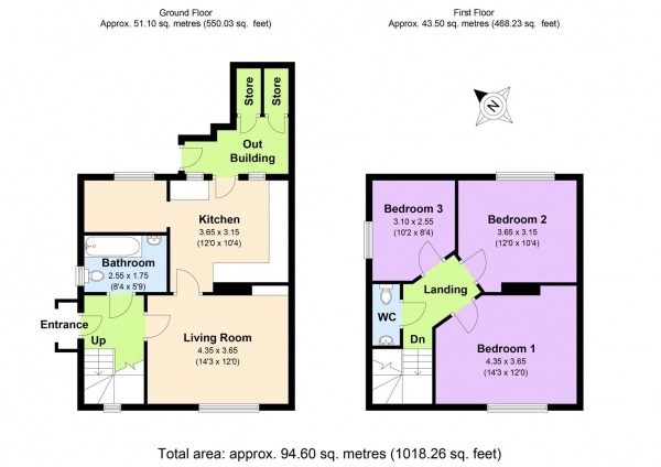 Floor Plan for 3 Bedroom Semi-Detached House for Sale in Moor Green, Ardeley, SG2, 7AT - POA