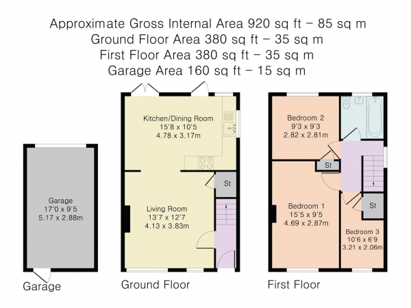 Floor Plan Image for 3 Bedroom Semi-Detached House for Sale in Chandlers Way, Hertford