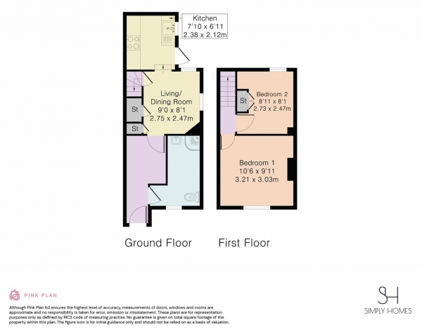 Floor Plan for 2 Bedroom Semi-Detached House for Sale in Farquhar Street, Hertford, SG14, 3BW - Guide Price &pound475,000