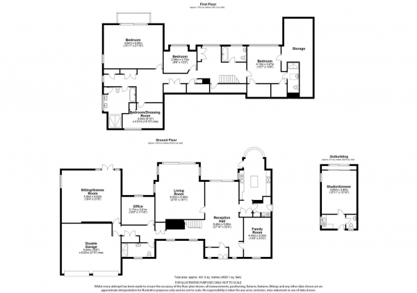 Floor Plan for 5 Bedroom Detached House for Sale in Carneles Green, Broxbourne, EN10, 7QB - Guide Price &pound1,650,000