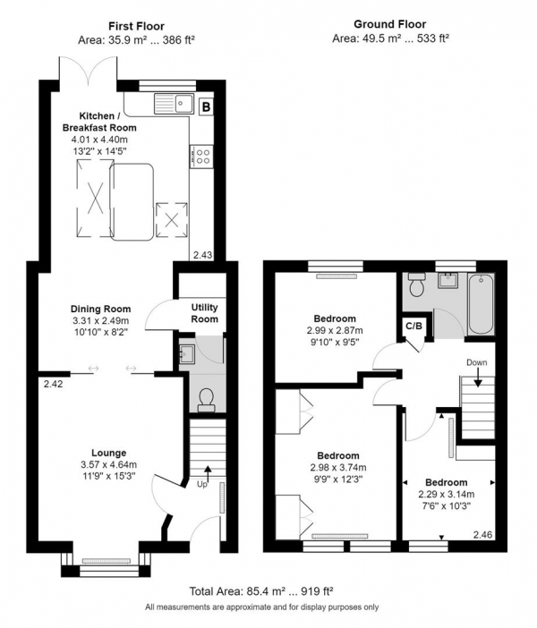 Floor Plan Image for 3 Bedroom Terraced House for Sale in Cromwell Road, Borehamwood