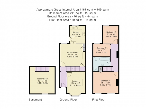 Floor Plan for 3 Bedroom Terraced House for Sale in Currie Street, Hertford, SG13, 7DA - Guide Price &pound625,000