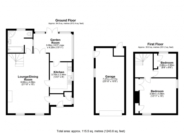 Floor Plan Image for 2 Bedroom Semi-Detached House for Sale in Well-Row, Bayford