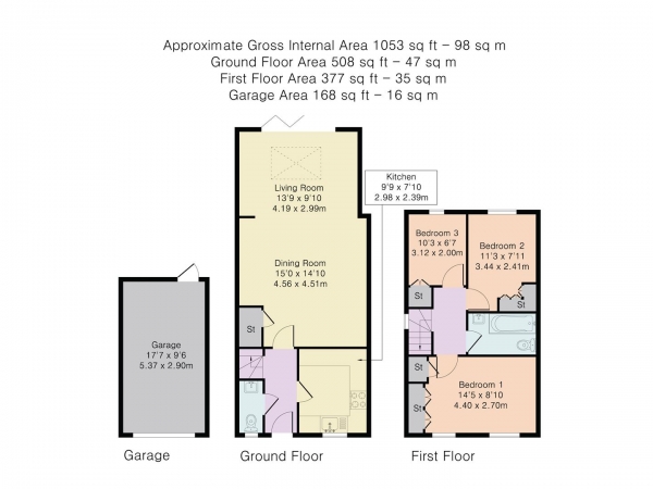 Floor Plan Image for 3 Bedroom End of Terrace House for Sale in Primrose Drive, Hertford