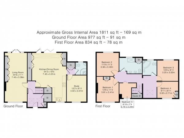 Floor Plan for 4 Bedroom Detached House for Sale in Fordwich Rise, Hertford, SG14, 2BL - Guide Price &pound1,000,000